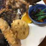 あじろや - ガラ海老・レンコンの天ぷら・昆布の佃煮