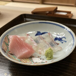 片折 - 平目と氷見産めじ鮪刺し