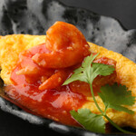 shrimp chili omelet