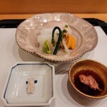 馬車道 大かわ - アオリイカと鯛、ウニ