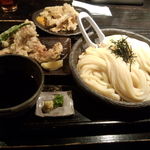 山元麺蔵 - 鶏ささみ天ざる（かけ）大盛り＋土ゴボウ天プラ