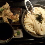 山元麺蔵 - 鶏ささみ天ざる（かけ）大盛り（上方から）