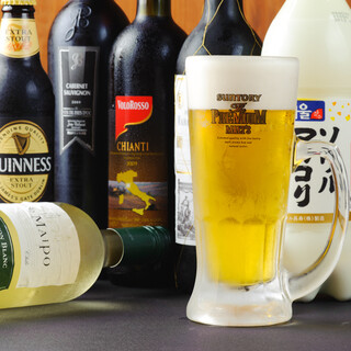 Enjoy a variety of drinks with your Yakiniku (Grilled meat).