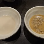 しゃぶ葉 - 甘エビとホタテの豆乳たれ、胡麻だれ