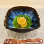 Nihon Ryouri Taka - 菜の花のすりながし、焼きホタテお出汁のジュレ