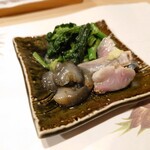 うを徳 - 〆鯖&菜の花の辛子和え&海鼠酢
