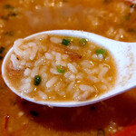 Haruichiya - えび味噌らーめんのスープにライスドボ～ン～！