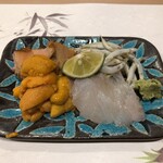 うを徳 - 鮟肝 + 白魚 + 函館 紫雲丹 + 根室 馬糞雲丹 + 大分 城下かれい