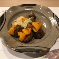 うを徳 - 菊芋 + 蒸し鮑 + 雲丹