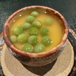 東山 吉寿 - 羽二重蒸し 薄い豆と百合根