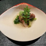 東山 吉寿 - 飯蛸 こごみと木の芽 菜の花 オリーブオイル