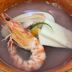 旬ものと日本酒 とみ笑 - 蛤と車海老のお椀