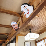 手打おぴっぴ - おかめヒョトコが飾られてます