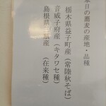 Sobamise No Ami - 本日の蕎麦産地