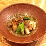 Sobaya Tsukigokoro - 筍とアスパラの蕗の薹味噌炒め 小