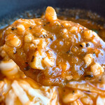 SAMA - 【2021年03月】ホルモンチーズ納豆カリー＠1,350円（トマトスープ、5辛、ライス少なめ150g）、納豆が旨いんです。