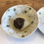 天ぷら新宿つな八 - 磯波５８３０円。冷やしふろふき大根？ ネーミングは私です（笑）。薄味ですが、しっかり味の染みた大根は、喉越しも良く、とても美味しかったです（╹◡╹）
