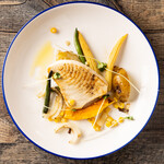 Grilled white fish Steak and vegetables plate
