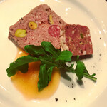 osteria Nori - 羊とオリーブのパテ・色々なジビエのパテ柿のソース（ちょっとうろ覚えです）