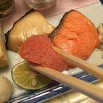 三養荘 - 明太子、焼鮭、銀ダラ。