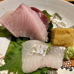 食堂こなん - 造里
      藻かれい 桜鰤 泡醤油