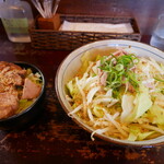 冷菜麺家 蓮 - まぜ麺大盛&チャーシュー丼