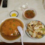 金龍別館 - 天津飯Aセット（天津飯、野菜いため、スープ、沢庵）