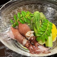 日本料理 研野 - 蕗　こごみ　たらの芽　うるい　独活　甘夏　蛍烏賊