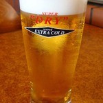 アサヒビール園 - エクストラコールド450円也。これずっと冷えてて旨いわ、確かに。