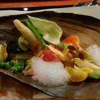 八王子うかい亭 - 三種の貝と春野菜サラダ 平貝 赤貝 北寄貝　美味しい