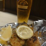 たこ焼き すたん堂 - 生ビール＆たこ焼き(炙りレモンバター)
