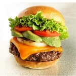 Thick-sliced cheddar avocado burger