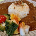 まるみカリー - 「3種盛り：スパイシーチキン・海老のだし香るエビカリー・レンコンのしゃきしゃきキーマカレー（1,100円）」