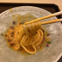 のぐち 継 - 五島カルボナーラ　紫蘇花と豆乳が異次元