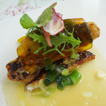 オーベルジュ・オー・ミラドー - 鯛とスズキ・甲殻類のピューレ載せ