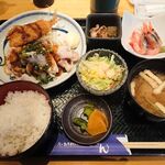 魚と創作料理 だん - 本日の日替り膳（豚しゃぶとアジフライ定食） 税込880円