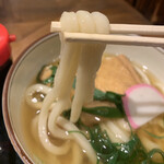 難波千日前 釜たけうどん - 箸上げ。ツルツルの口当たり。