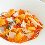 Sea urchin salmon roe abalone bowl