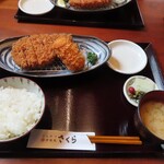 Tonkatsu Bashamichi Sakura - ハイライフポークのロースカツ定食(180g)と蟹クリームコロッケ