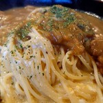 らるきい - ぺぺたま+カレーパスタのアップ