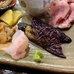 Shiki - おばんざい定食(¥950) 刺身、なす揚げ浸し