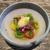 aru - 田原のミニトマト、初鰹、ミニトマトのソース、ミニトマトのアイス