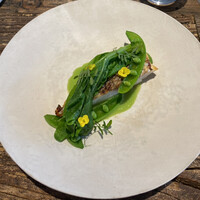 aru - スナップエンドウ、静岡産桜鯛の炭火焼き、白菜の若菜