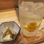 焼き鳥 ばかちん - 筍のお通しとﾊｲﾎﾞ