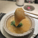 蓮心 - フカヒレ、チヂミほうれん草、雉の白湯スープ