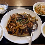 豫園飯店 - ナスの四川風辛子炒め　大盛り食事セット