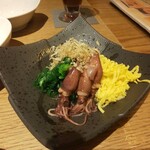 クラフト生ビール6種 やきとり 魚市場元仲買のお店 Tsubomina - ほたるいかと菜の花のお浸し