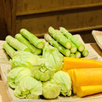 日本橋 蕎ノ字 - ◎静岡産のアスパラガス、三島人参、ふきのとう。