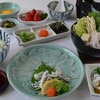 レストラン 海幸苑 - 料理写真:新メニューの「若狭ふぐ御膳」小浜、阿納で養殖されている「とらふぐ」です。てっさは歯応え抜群、てっちりの〆は雑炊にもできます。
