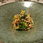 リストランテ カノフィーロ - プロヴァンス産仔羊のラグーとチーマデラーパのトマトソーススパゲッティ